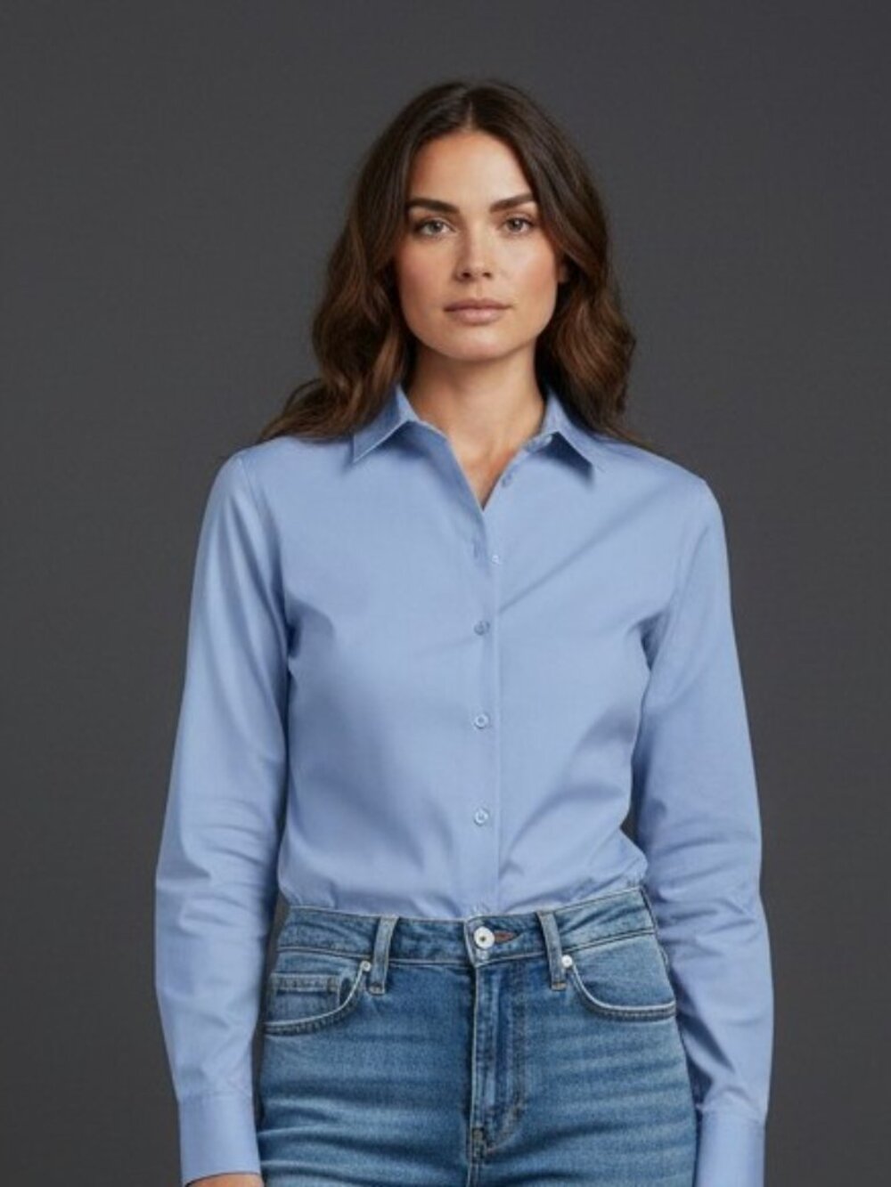 Lady Hathaway Women's Blue Collared Button-Down Shirt